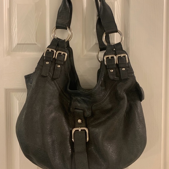 Vintage Kenneth Cole Black Leather Hobo Bag - Picture 1 of 7